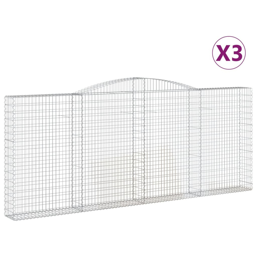 Paniers à gabions arqués 3 pcs 400x30x160/180 cm fer galvanisé