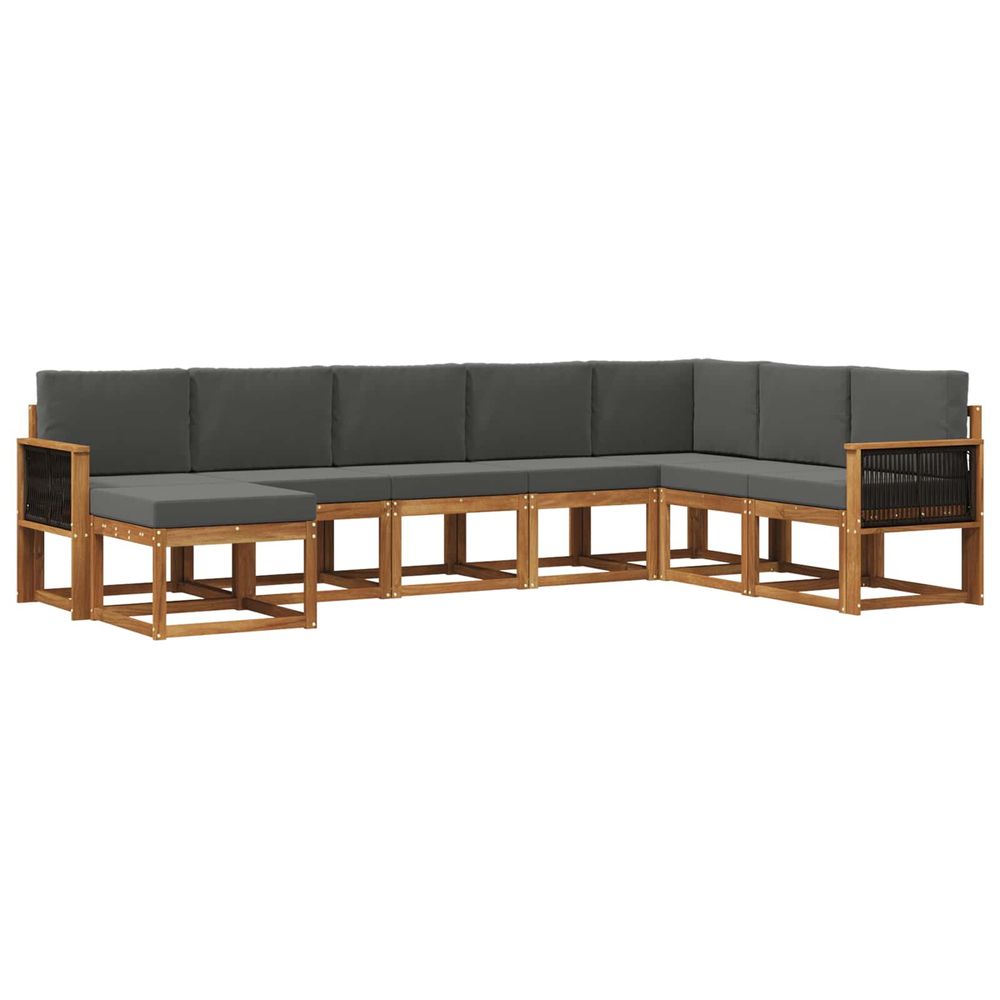 Ensemble de canapés d'extérieur 8 pc naturel et anthracite