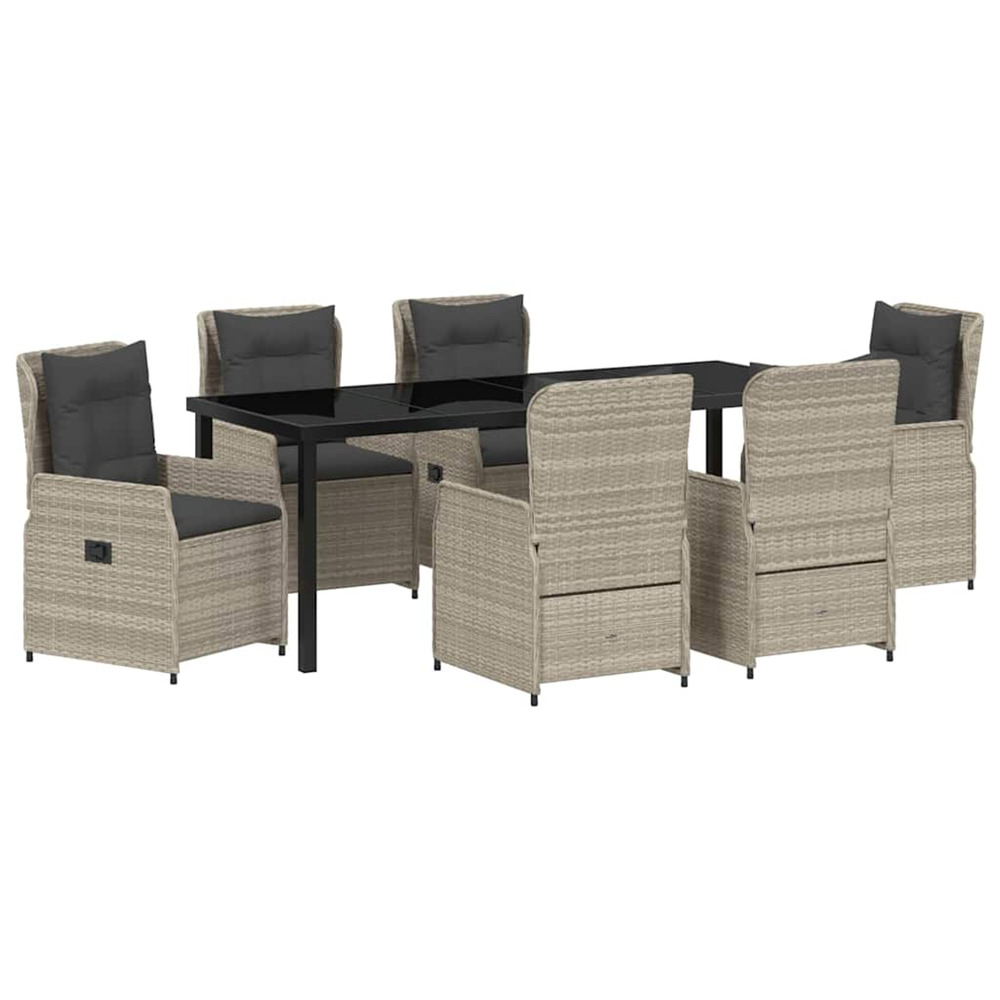 Ensemble de salle à manger pour jardin 7 pcs gris clair