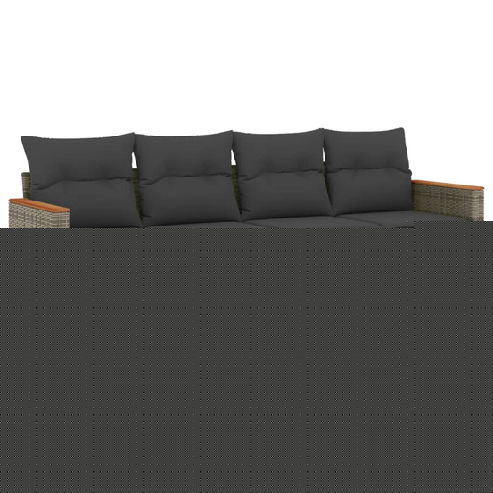 Salon de jardin 5 pcs avec coussins gris résine tressée