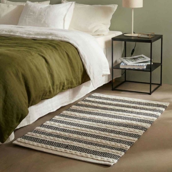 Tapis descente de lit en coton rayé 110x60cm