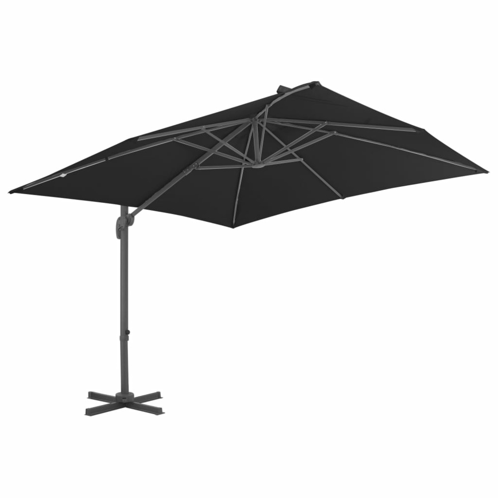 Parasol de jardin en porte-à-faux avec mât en aluminium noir