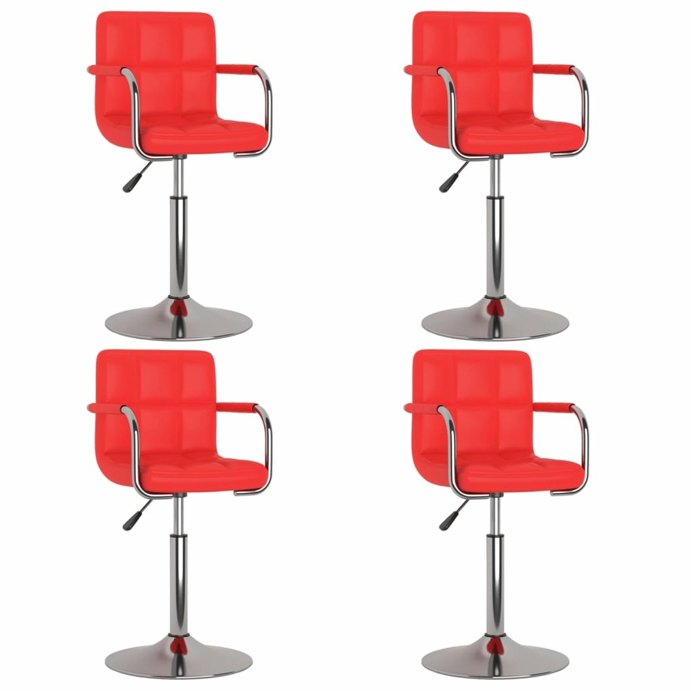 Chaises pivotantes de salle à manger 4 pcs rouge similicuir