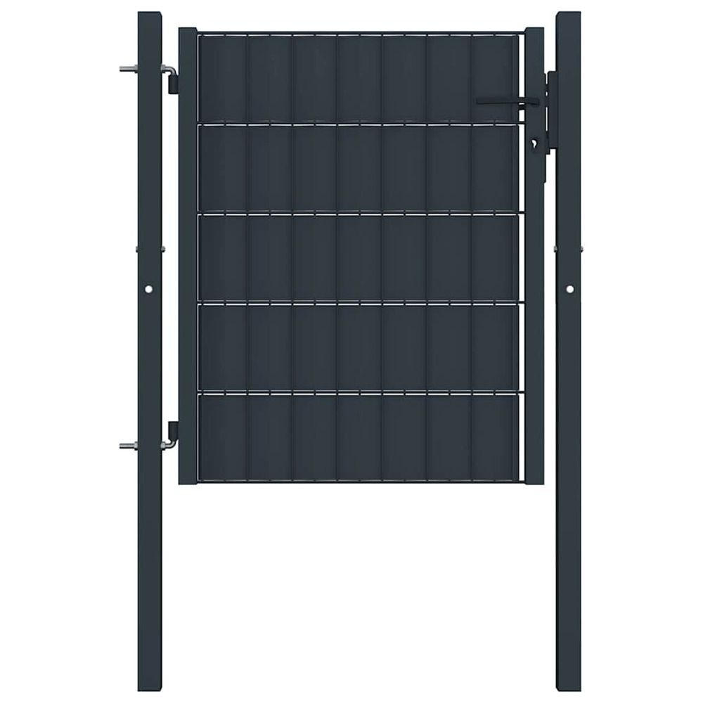 Portail de clôture en pvc et acier 100x100 cm anthracite