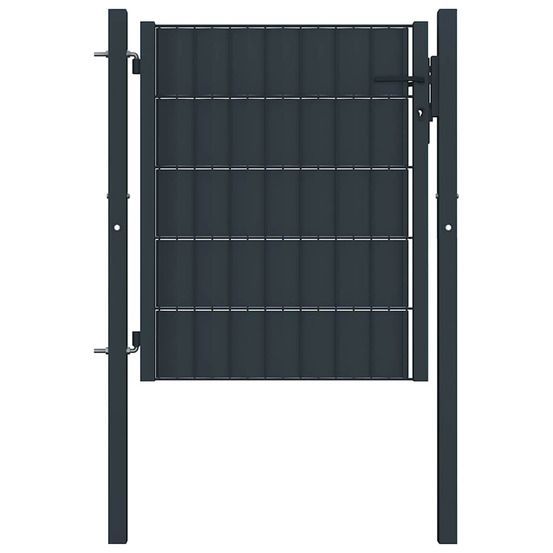 Portail de clôture en pvc et acier 100x100 cm anthracite