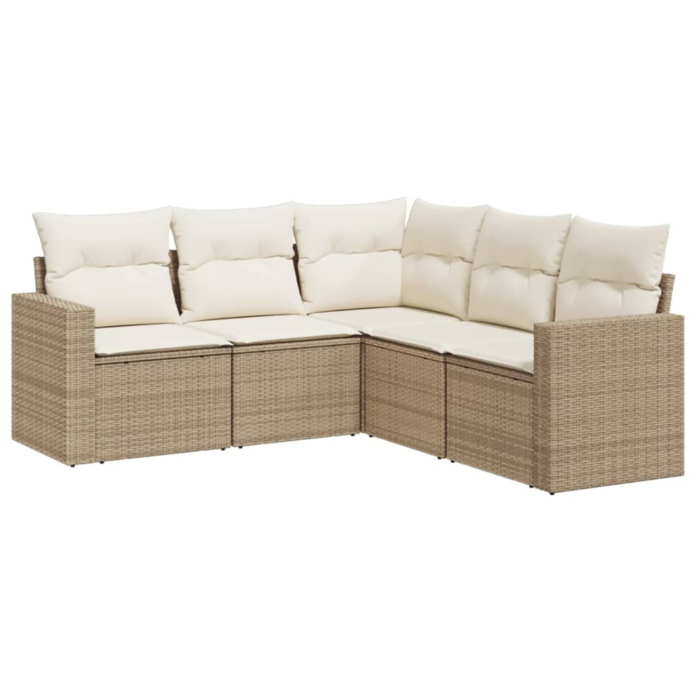 Salon de jardin avec coussins 5 pcs beige résine tressée