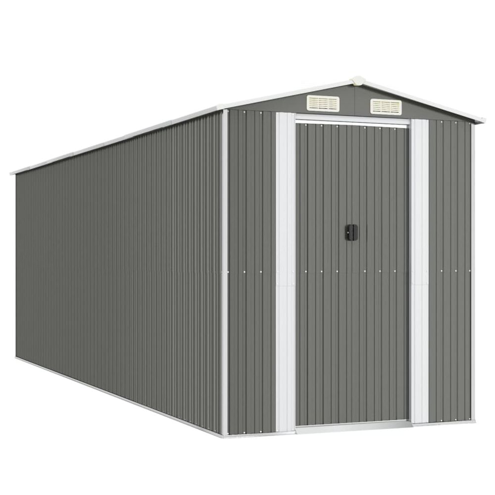 Abri de jardin gris clair 192x606x223 cm métal galvanisé