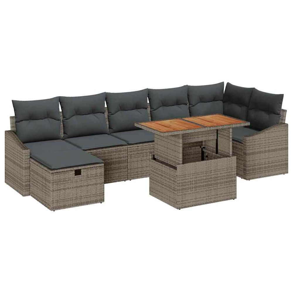 Ensemble de canapé de jardin 8 pc gris polyrotin