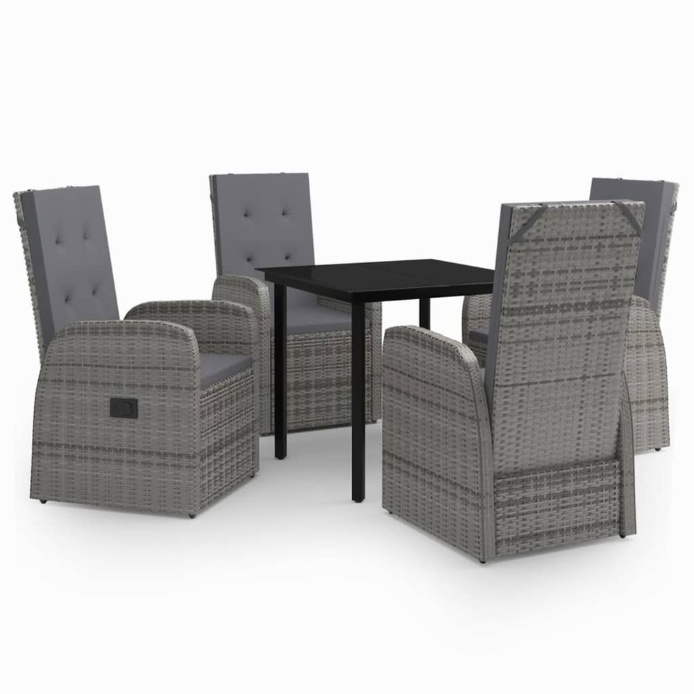 Ensemble à manger de jardin avec coussins 5 pcs gris