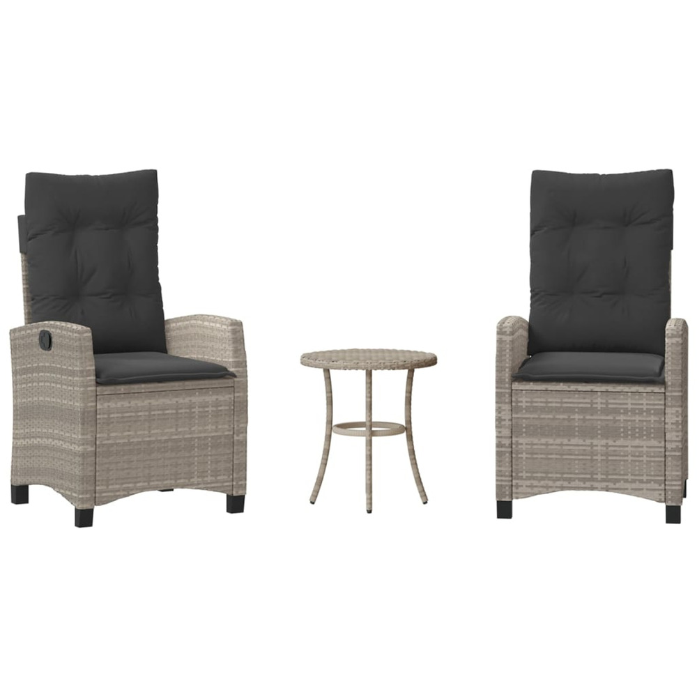 Ensemble de bistro 3 pcs et coussins gris clair résine tressée