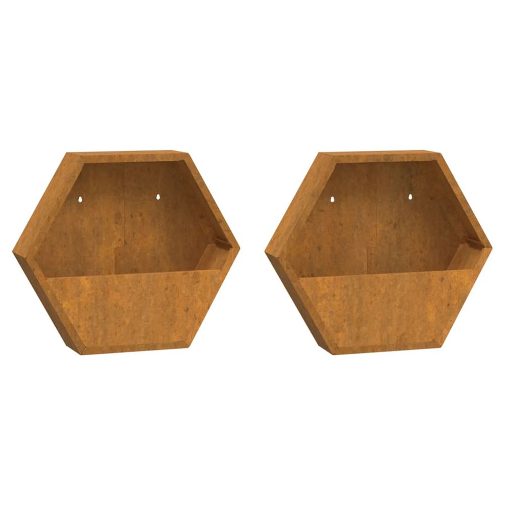 Jardinière d'extérieurs murales 2 pcs rouillé acier corten 46x10x40 cm