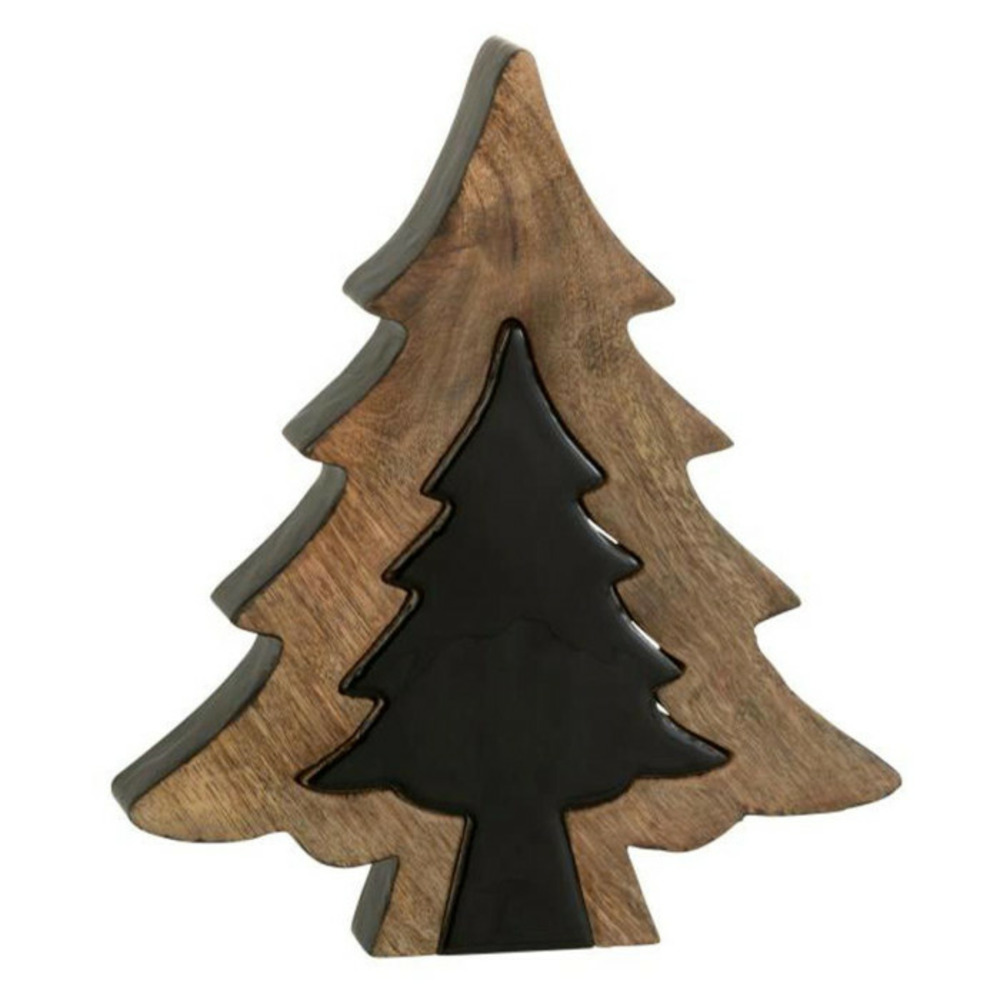 Sapin de noël à poser puzzle 30cm noir & naturel