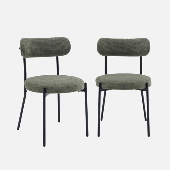 Lot de deux chaises métal et tissu chenille l 47 x p 49 x h 76,5cm - livia