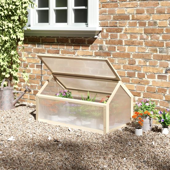 Mini serre en bois 90x52x49,5 cm avec couvercle transparent pour jardin et balcon – comfortxl outdoor living