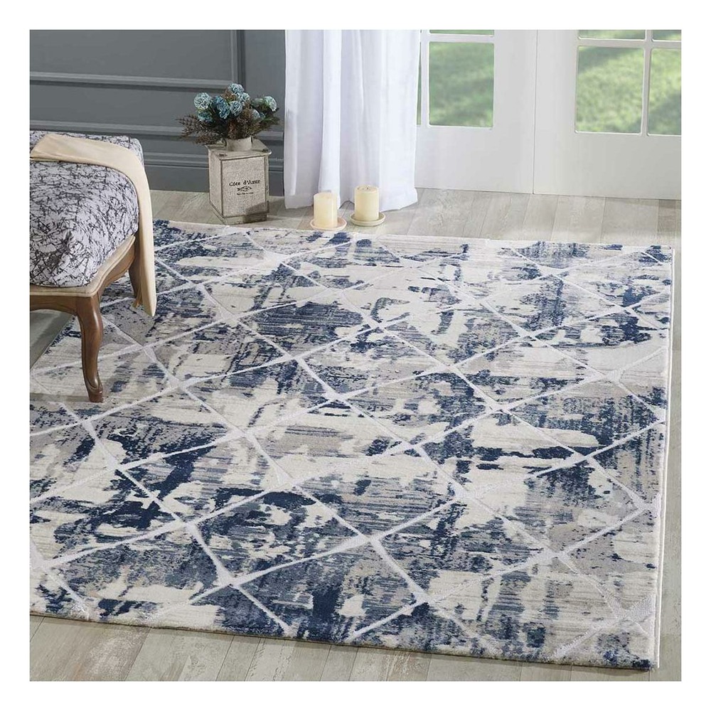Tapis chambre 80x150 tissé crème rectangle motif géométrique lyn7 dusty