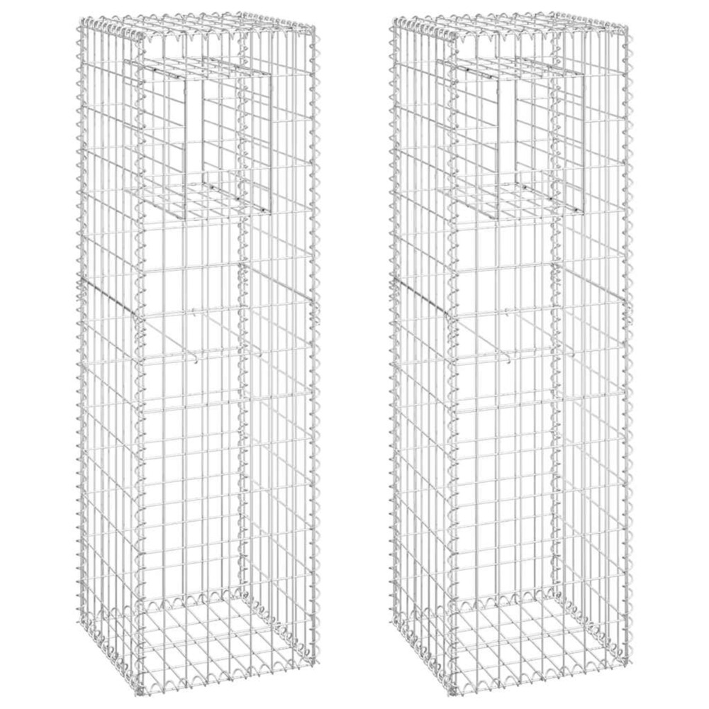 Poteaux à panier de gabion 2 pcs 40x40x140 cm fer