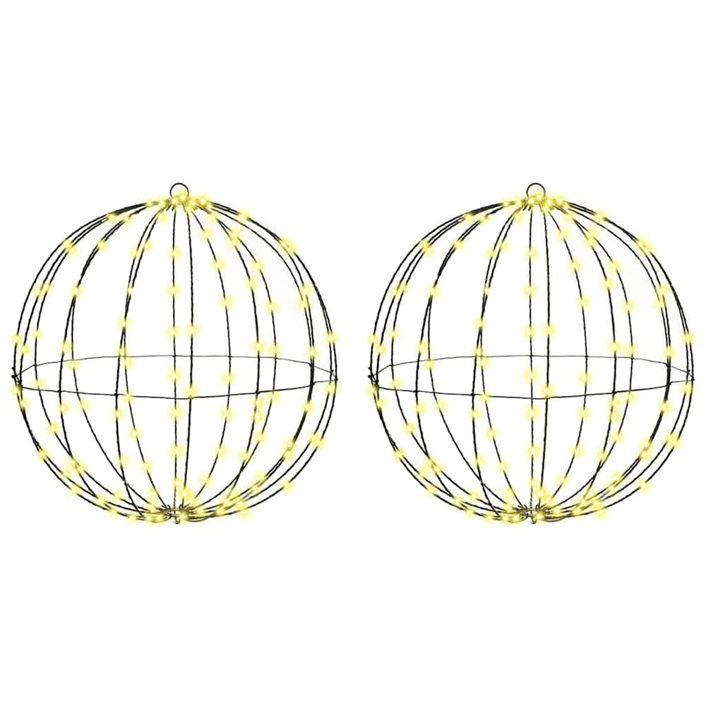 Boule avec 320 led 2 pcs blanc chaud 50 cm métal