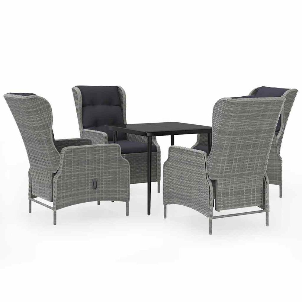 Ensemble à manger de jardin 5 pcs gris clair
