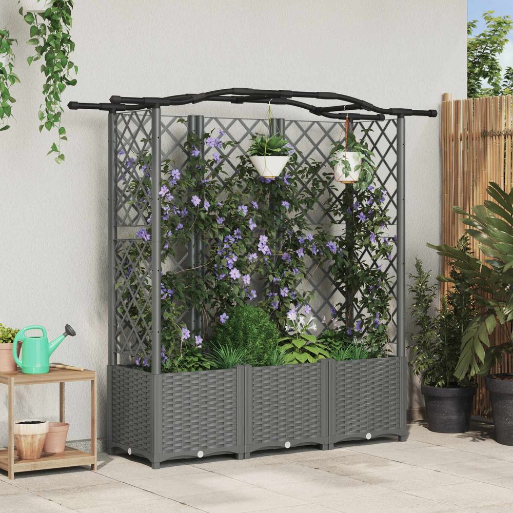 Potager surélevé treillis toit suspendu pp terrasse culture 163cm
