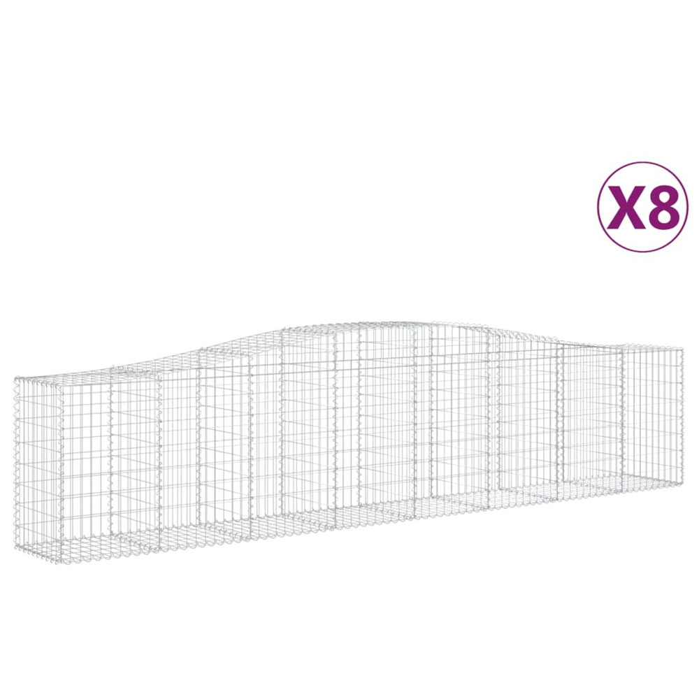 Paniers à gabions arqués 8 pcs 400x50x80/100 cm fer galvanisé