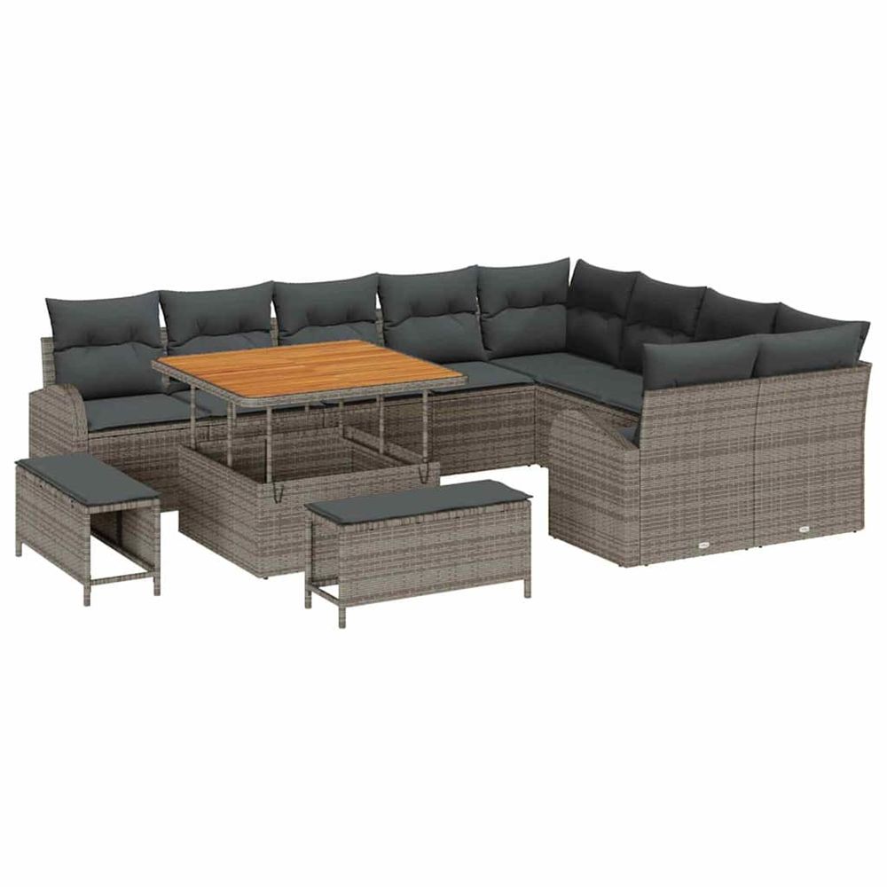 Ensemble de canapé de jardin 12 pc gris polyrotin