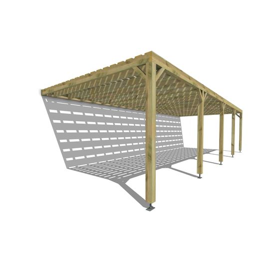 Pergola bois • 10m x 4m • adossée • sens profondeur • platelage bois • livraison comprise