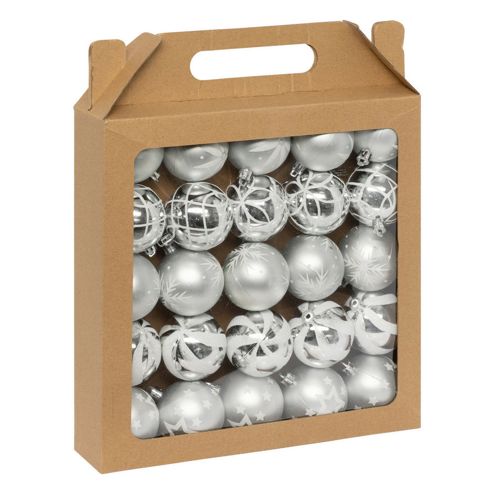 Lot De 6 Boules De Noël Krist+ Argentées - Polyester - Réf 19A5458-1G