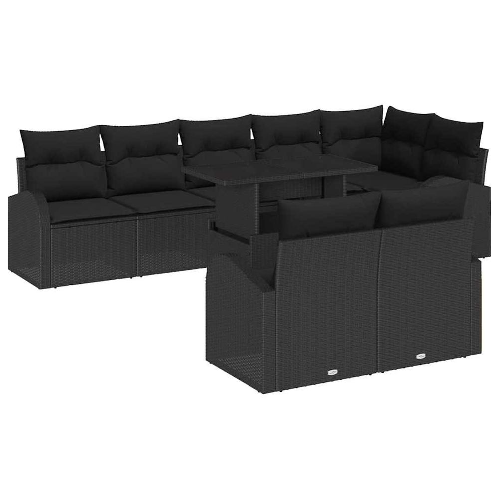 Ensemble de canapé de jardin 9 pc noir poly rotin