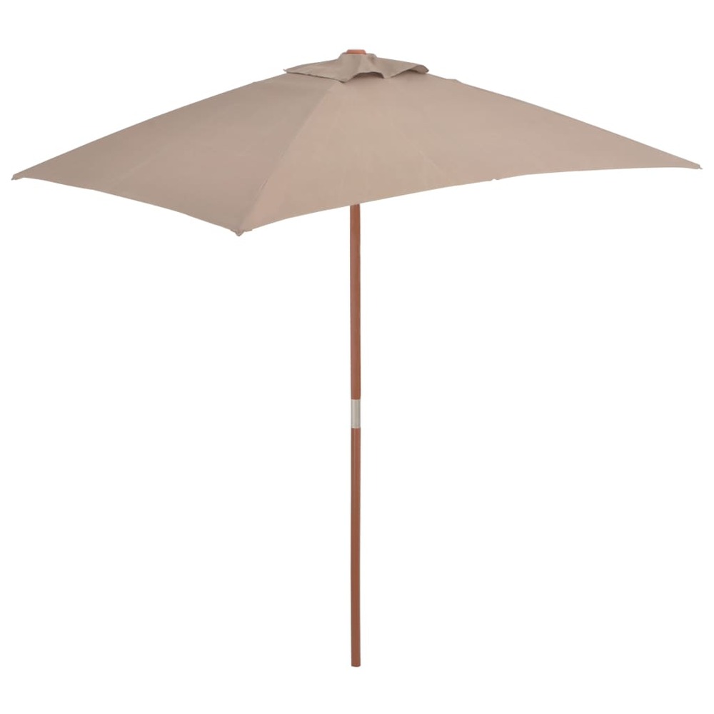 Parasol avec mât en bois 150 x 200 cm taupe