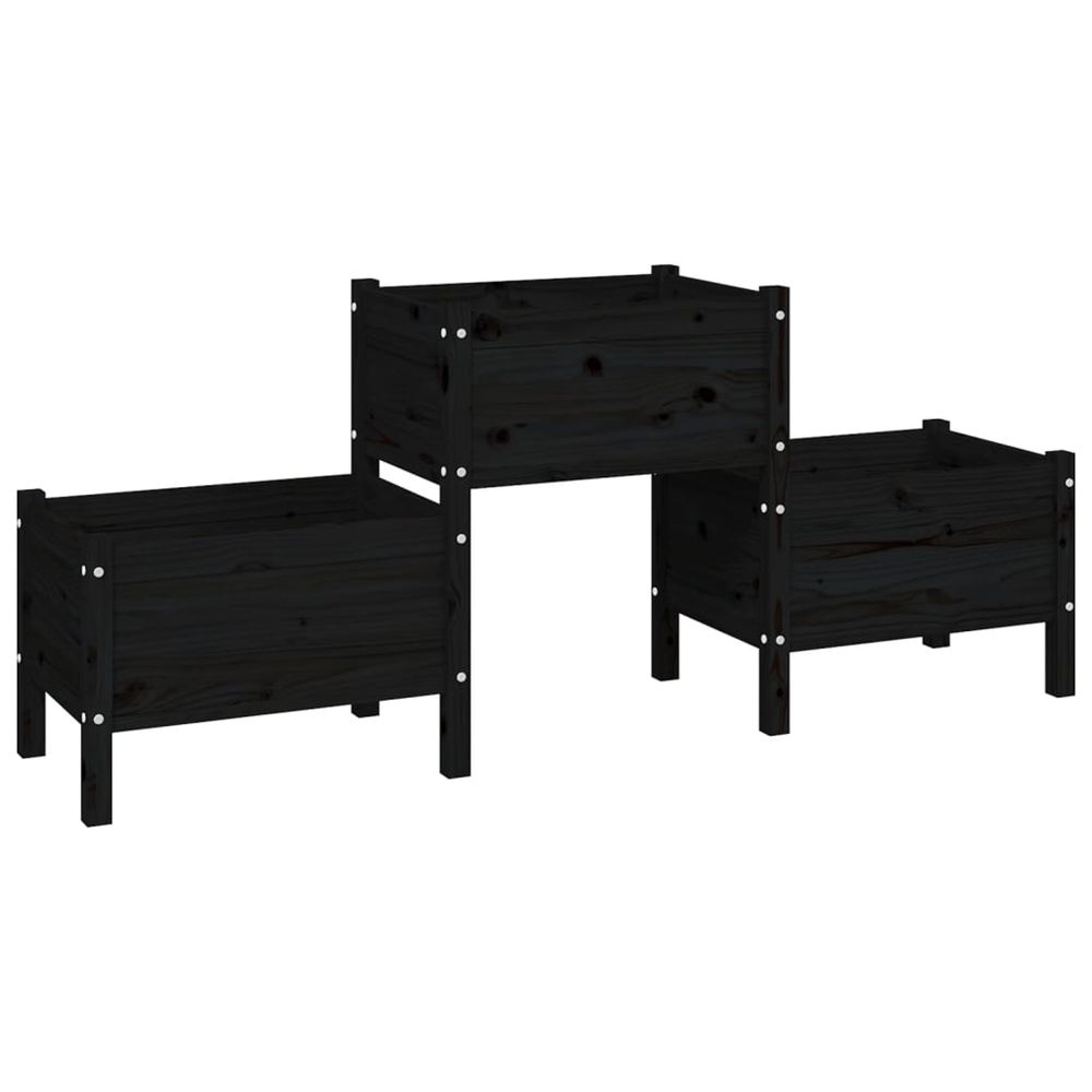Jardinière d'extérieur noir 178,5x44x75 cm bois massif de pin