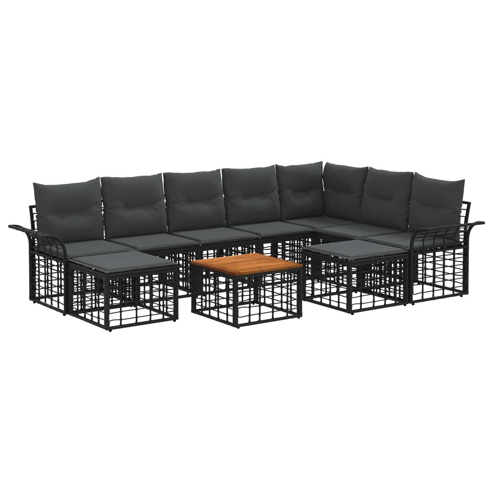 Ensemble de canapés d'extérieur 10 pc noir et gris foncé