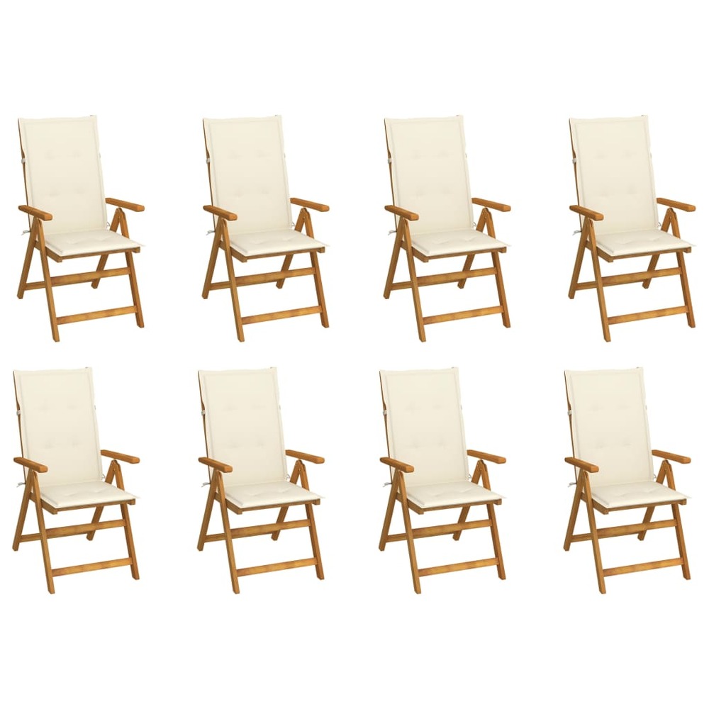 Chaises pliables de jardin avec coussins lot de 8 bois d'acacia