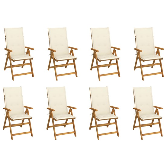 Chaises pliables de jardin avec coussins lot de 8 bois d'acacia