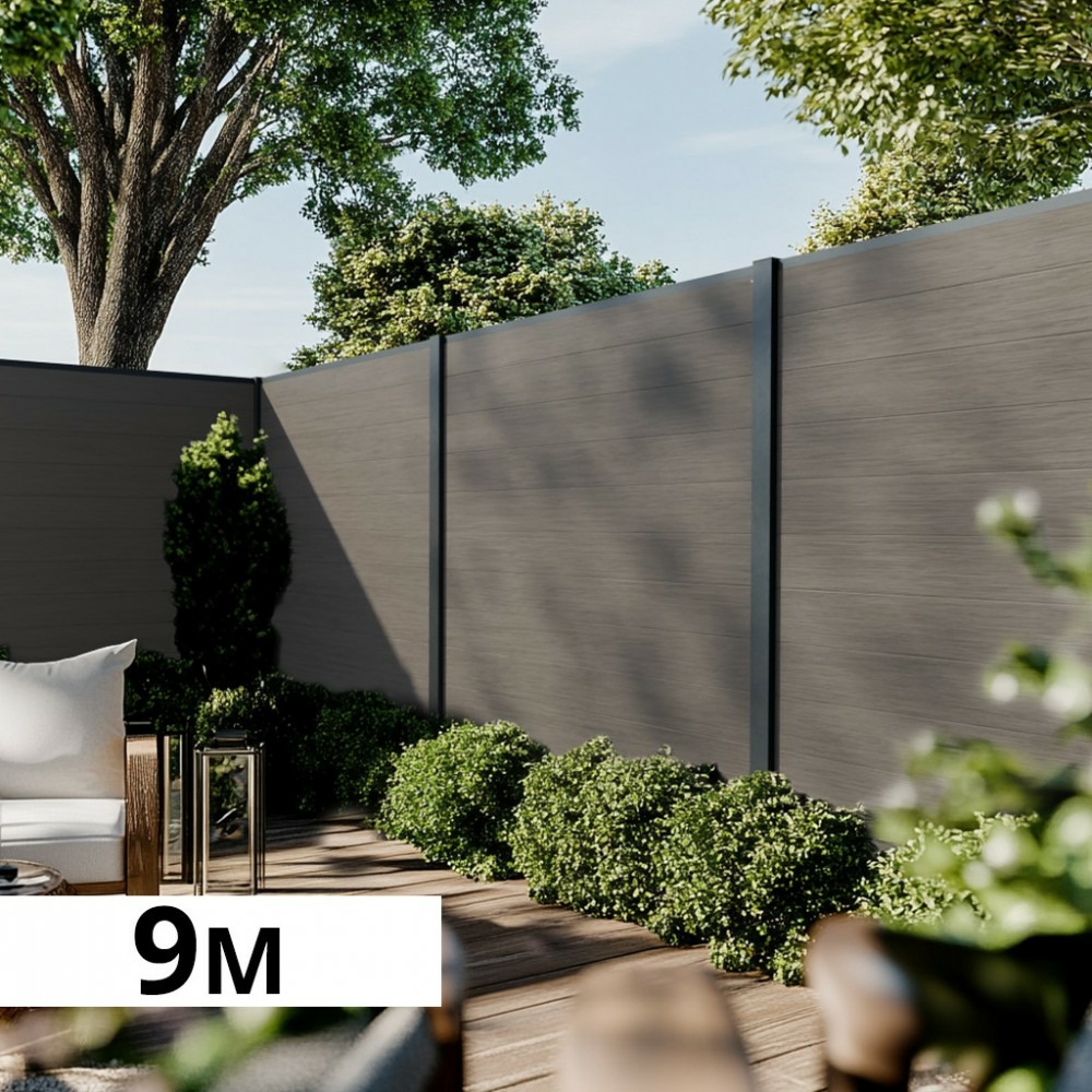 Kit clôture composite poteau à sceller - cruz argent h-1,8m