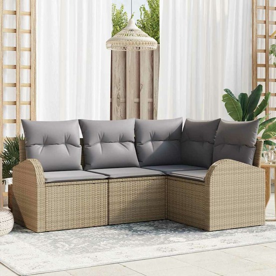 Ensemble de canapé de jardin beige polyrotin