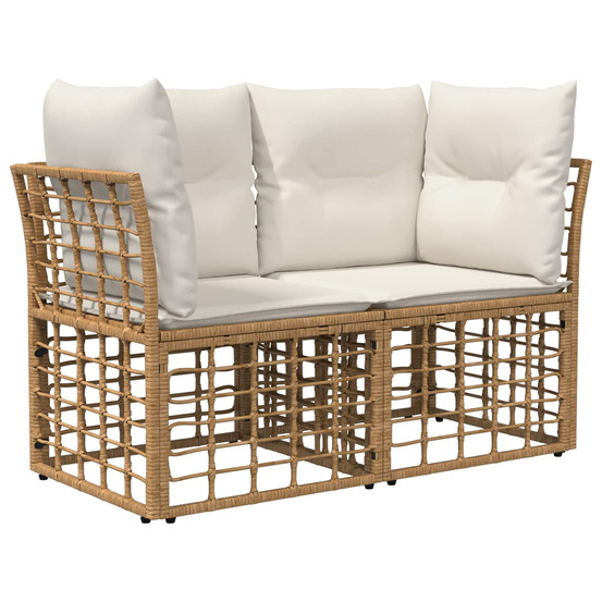 Loveseat d'extérieur 2 pcs blanc naturel et crème polyrotin
