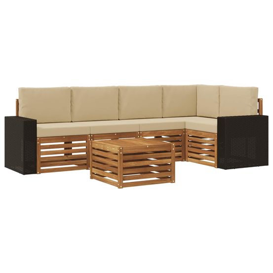 Ensemble de canapés d'extérieur 6 pc naturel et beige polyester
