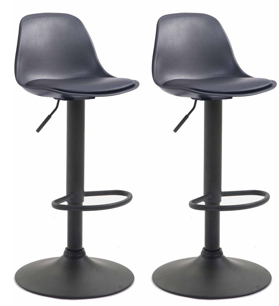 Lot de 2 tabourets de bar kiel plastique noir