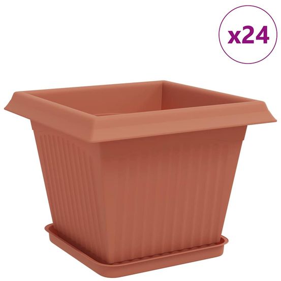 Pots de plantes 24 pc rouge brique plastique