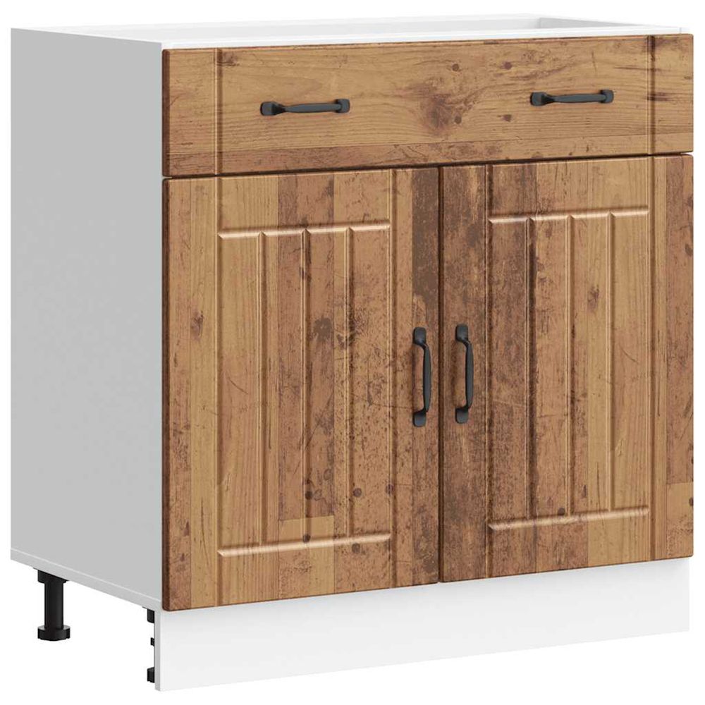 Armoire de cuisine lucca vieux bois bois ingénierie