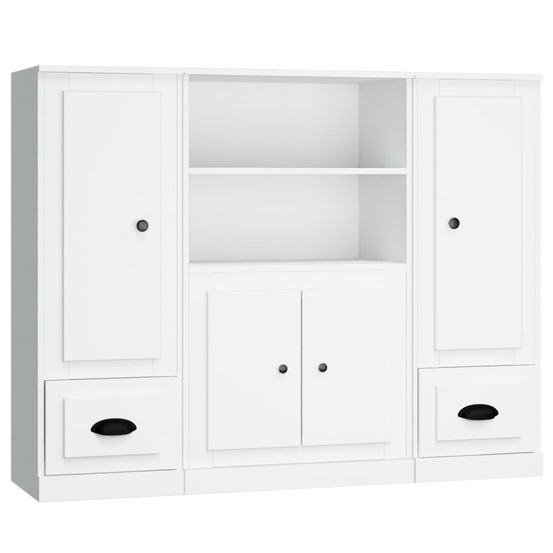 Buffet bahut commode armoire meuble de rangement organisateur cuisine salle de séjour salons 3 pcs bois d'ingénierie blanc 02