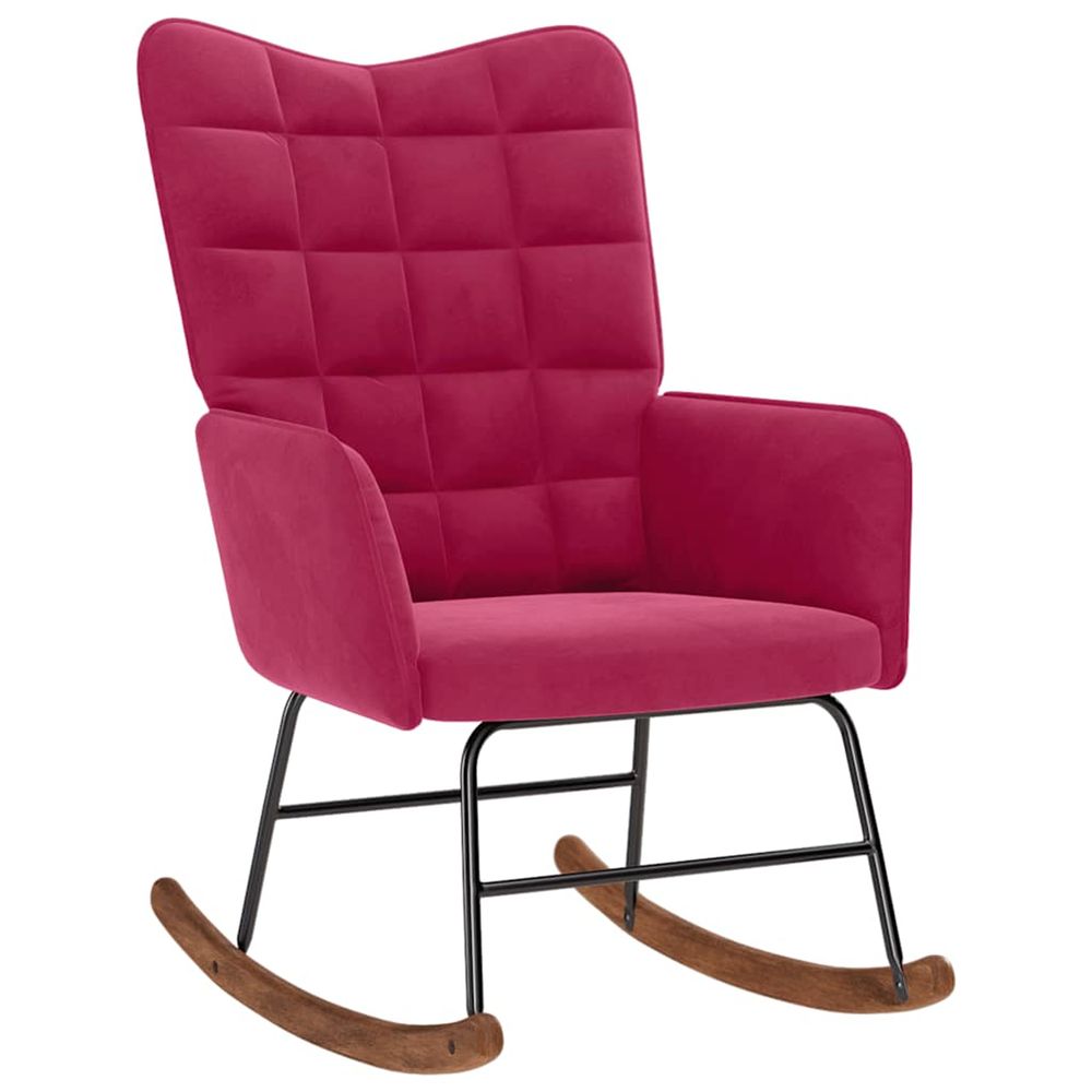 Chaise à bascule rouge bordeaux velours