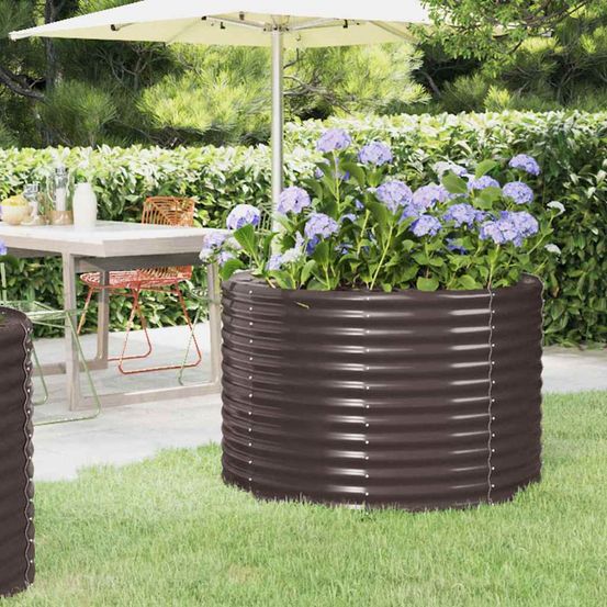 Carré potager rond surélevé acier galvanisé marron 100x100x68 cm
