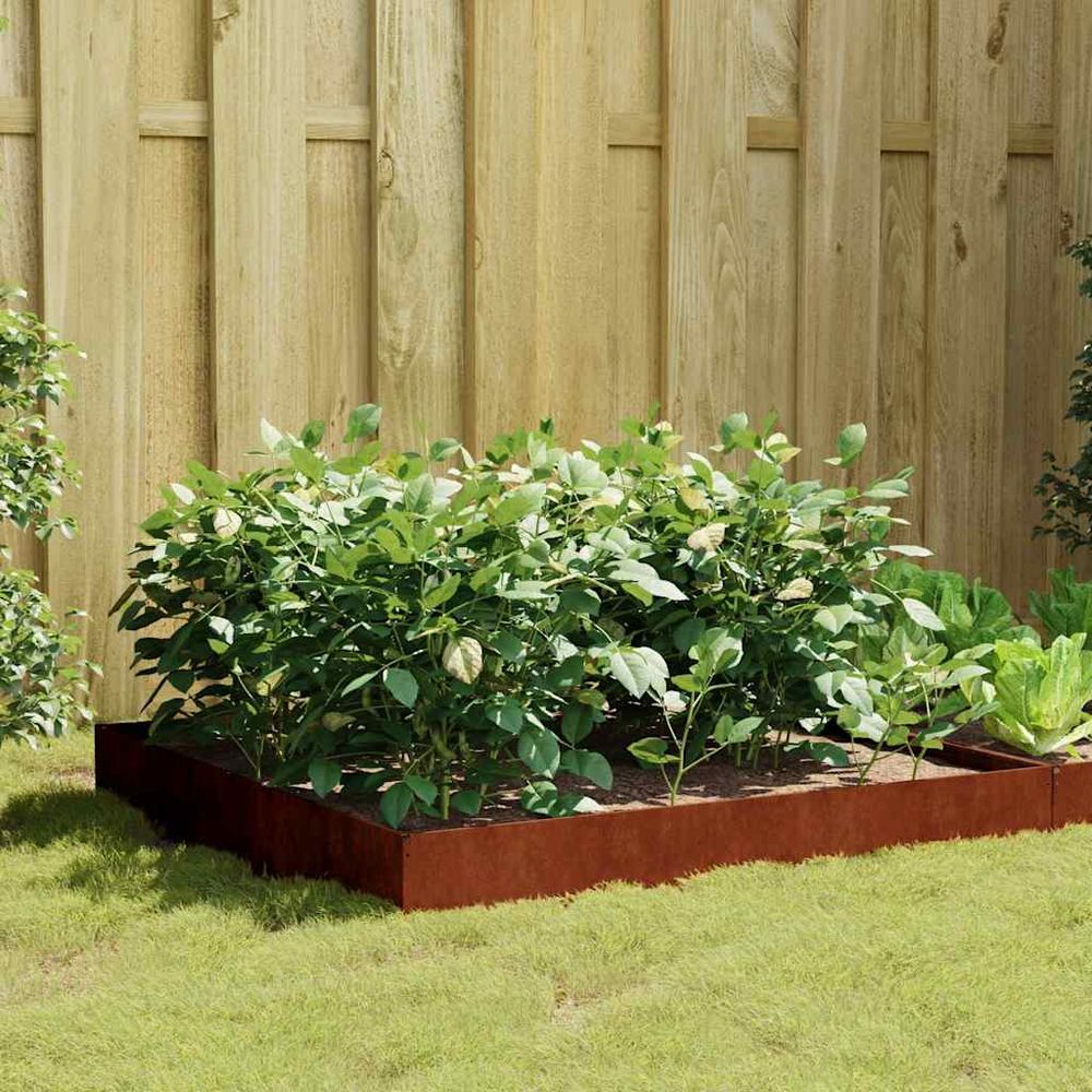 Carré potager acier corten pour jardin 100x100x26 cm