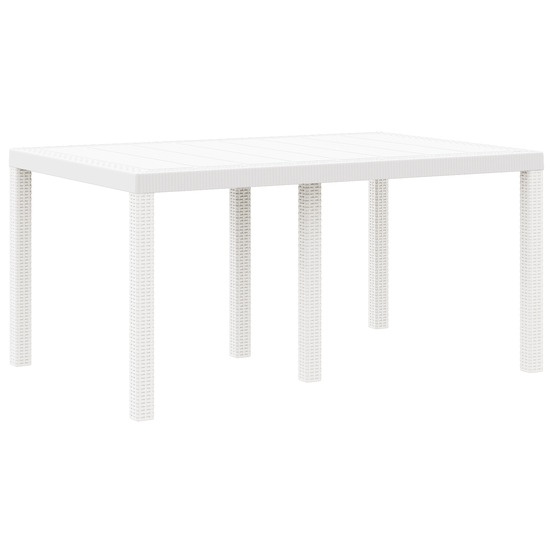 Table de jardin blanche 150x100x73 cm en poly rattan
