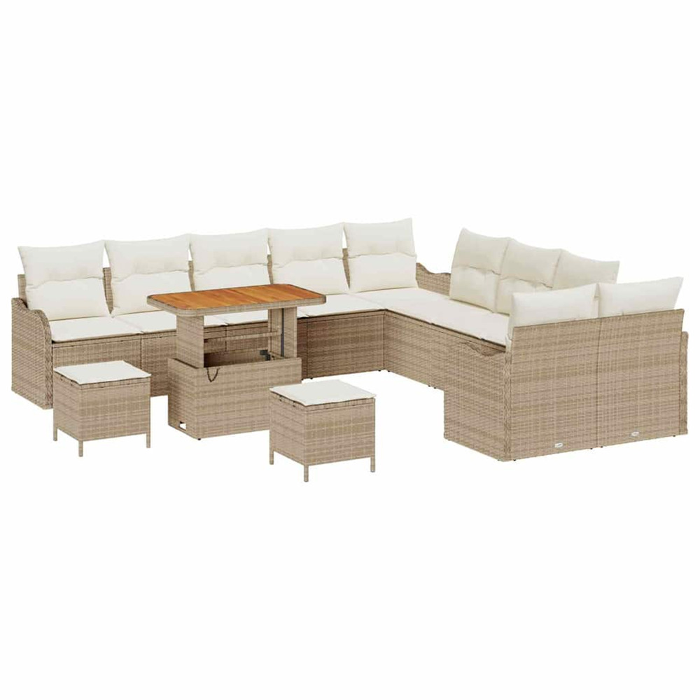 Ensemble de canapé de jardin 13 pcs beige polyrotin