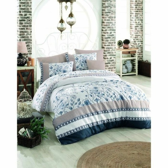 Parure de lit - housse de couette 220 x 240 + 2 taies d'oreiller 60 x 60 coton renforcé - bleu