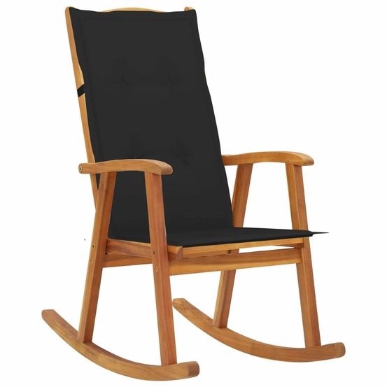 Chaise à bascule avec coussins bois d'acacia massif