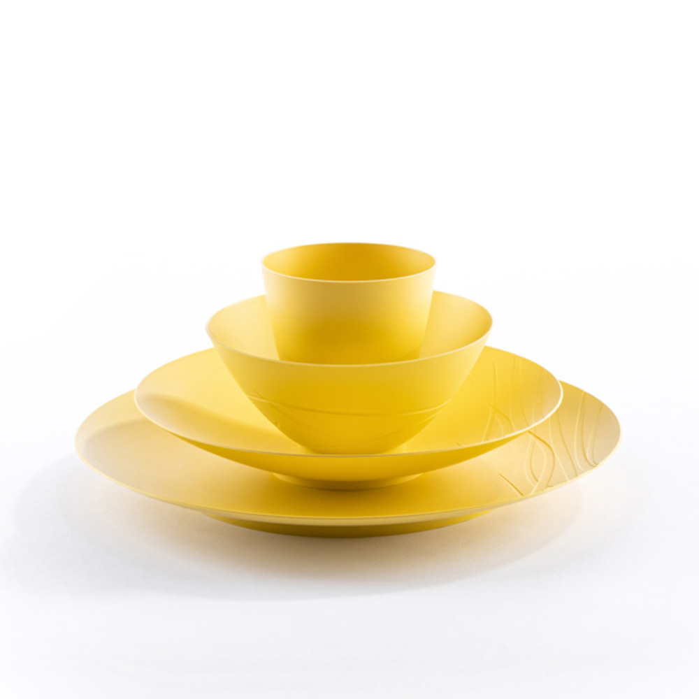 Set 8 pièces vaisselle naturelle Jaune Mimosa