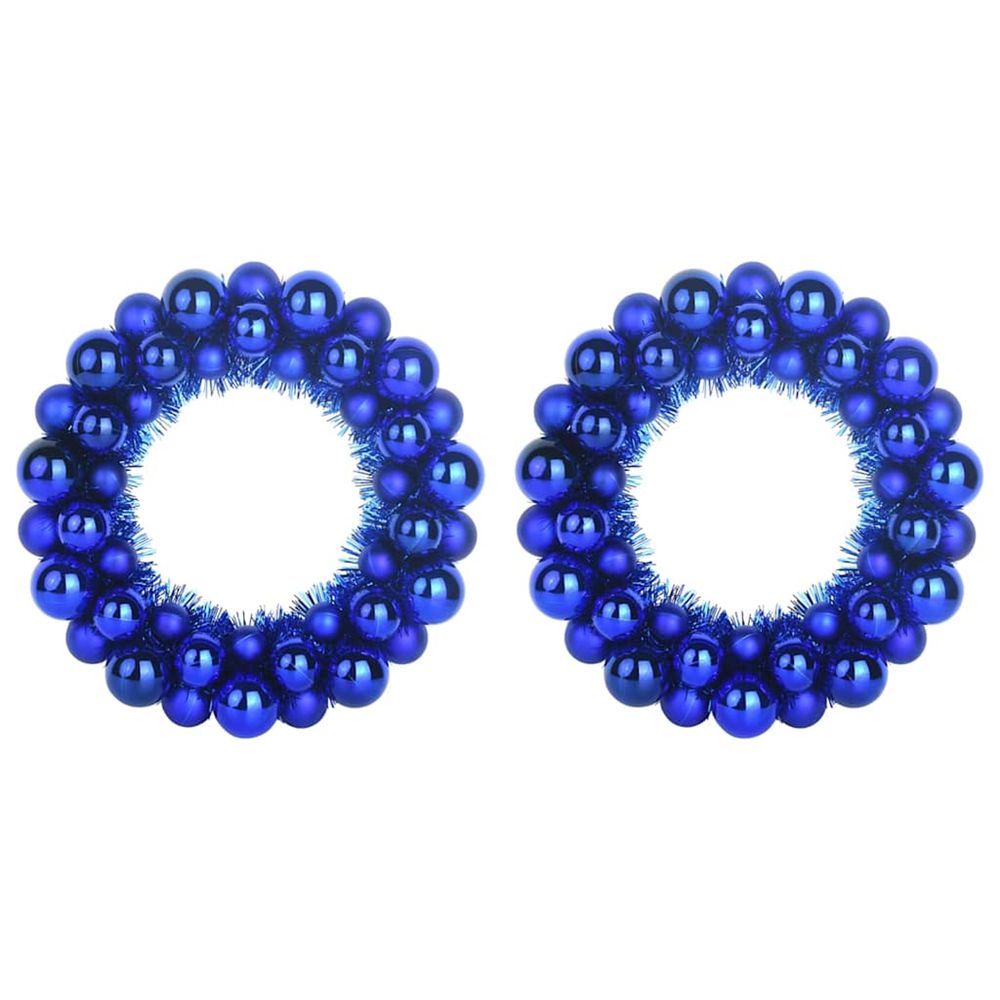 Couronnes de boules de noël 2 pc bleu 33 x 33 x 7 cm